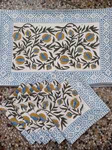 Juego de mantel individual y servilletas de algodón con estampado artesanal para mesa de comedor - Product Image 3