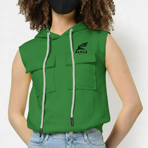 Sudadera con capucha sin mangas con cremallera de calidad a precio de fábrica, sudadera con capucha multicolor personalizada con cremallera, sudaderas y sudaderas con capucha básicas de algodón para hombre - Product Image 3