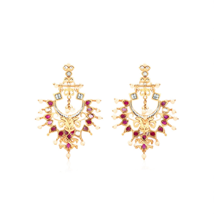 Fashion Drop Earrings with Ruby Stone - Product Image 1
