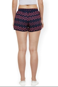 Shorts pour femmes à motif géométrique imprimé, taille mi-haute, élastique, en polyester tricoté, décontracté, coupe régulière, respirant - Product Image 4