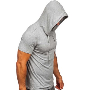 Sudadera con Capucha de Alta Calidad con Logotipo Personalizado Bordado, Manga Corta, Felpa de Poliéster/Algodón, Sudadera para Hombre, Color Gris Jaspeado, Otoño - Product Image 3