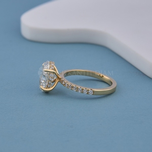 New Design Emerald Cut <b>Diamond</b> Pave <b>Ring</b> Lab Created <b>Diamond</b> <b>Ring</b> for Women's Fine <b>Diamond</b> <b>Ring</b> for Wholesale from India - Product Image 2