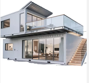 منزل فاخر مسبق الصنع من ألواح الساندويتش بطول 40 قدمًا من طابقين، منزل متنقل بطول 20 قدمًا بغرفتي نوم، قابل للتوسيع، يمكن استخدامه كسوبر ماركت - Product Image 1