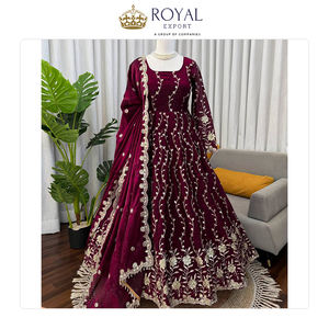 Dernière mode de la collection de créateurs, robe Anarkali en soie Fandy lourde avec broderie au fil, pour les occasions de mariage - Product Image 3