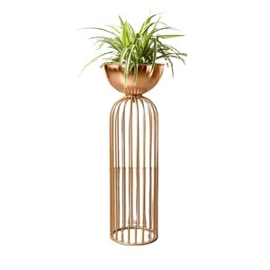 Maceta Cilíndrica Blanca con Soporte de Metal Negro, Maceta Minimalista para Decoración de Interiores del Hogar - Product Image 4