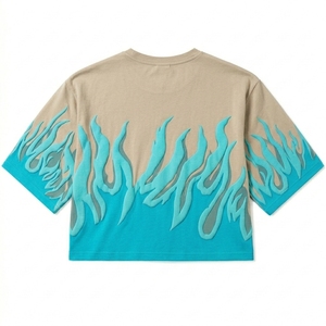 T-shirt graphique oversize court pour homme, motif imprimé en relief, 100 % coton tricoté, streetwear, 240 g, respirant - Product Image 4