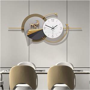 Horloge nordique salon horloge murale pendentif lumière luxe décoration personnalité horloge poinçon gratuit Simple créatif tenture murale - Product Image 3