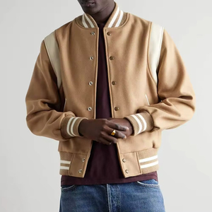 Wholesale High Quality Custom Chenille Embroidery Logo 100% Cotton Wool <b>Crop</b> Top Solid Color Heavyweight Varsity <b>Jacket</b> For Men - Product Image 1