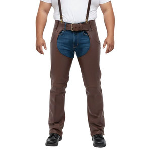 High-Quality Leather Riding Chaps with <b>Foam</b> <b>Padded</b> Back and Adjustable Waist Buckle Closure Chaps For Men's - Product Image 1