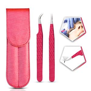 Ensemble de pinces à cils incurvées en acier inoxydable de haute qualité avec pointe pointue pour cils à volume individuel - Product Image 5