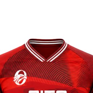เสื้อฟุตบอลสีแดงสำหรับผู้ชายแขนสั้นเสื้อฟุตบอลชุดทีมกีฬาน้ำหนักเบาระบายอากาศได้ดีชุดกีฬาการฝึกซ้อมการแข่งขัน - Product Image 3