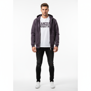 RANZIA Men Heavyweight Distressed <b>Acid</b> <b>Wash</b> Zip Hoodie Rhinestone Streetwear RANZIA Vintage <b>Acid</b> <b>Wash</b> Men Heavyweight - Product Image 5