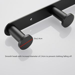Appendiabiti da Parete in Acciaio Inossidabile Nero Opaco con Quattro Ganci e Accessori per il Bagno per Organizzazione e Stoccaggio Domestico - Product Image 2