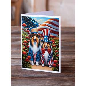 All American Sheltie Whimsical A7 Cartes de vœux Pack de 8 cartes vierges avec enveloppes Taille 5x7 - Product Image 2