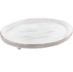 Assiette de présentation en bois perlée blanche faite à la main |   Sous-plats ronds Shabby Chic en bois finition antique pour hôtels et restaurants - Product Image 3