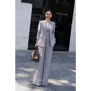Conjunto de Blazer Entallado para Mujer al por Mayor, Pantalones de Pierna Ancha y Chaleco, Traje de 3 Piezas, Ajuste Delgado, Elegante, para Oficina, Ropa de Trabajo, Casual de Negocios B9041 - Product Image 4