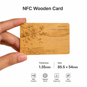 บัตร NFC ไม้แอชแบบกำหนดเอง ขายดีปี 2026 รุ่น NTAG213/215/216 บัตรสมาร์ทการ์ด RFID สำหรับโซเชียลมีเดียและรีวิว Google แบบตั้งโปรแกรมได้ - Product Image 2