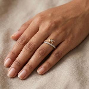 แหวนเพชรชุบเงิน NAVKAR DIAMONDS ดีไซน์รูปดาว เพชรทรงบริลเลียนท์ เพชรเพาะเลี้ยงในห้องปฏิบัติการ เครื่องประดับหมั้นสุดหรู โมอิสซาไนต์ - Product Image 3
