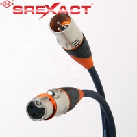 Conector de Audio XLR Macho Profesional SREXACT IP65 Impermeable 3P/15A, Pines de Latón Plateados, Acabado de Carcasa en Níquel Mate, PA 3m
