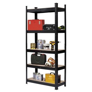 Étagère de rangement noire à 5 niveaux, 110 x 45 x 180 cm, revêtement poudré, pour garages, élégante et durable - Product Image 4
