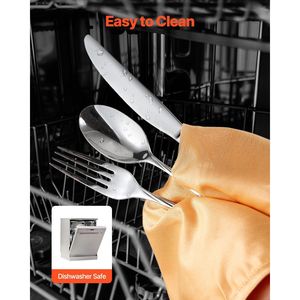 Set di posate da 30 pezzi in acciaio inossidabile per alimenti, utensili con finitura a specchio, lavabili in lavastoviglie, stoviglie per la tavola - Product Image 5