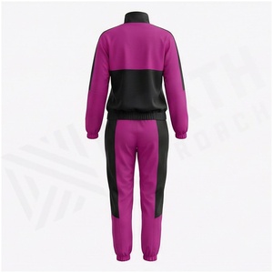 Conjunto Deportivo para Mujer con Bloques de Color, Chaqueta con Cierre y Cuello Alto, Pantalones Deportivos Transpirables de Poliéster para Otoño - Product Image 2
