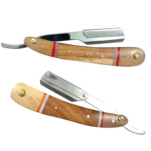Maquinilla de afeitar de hoja de un solo filo para hombre profesional más vendida, mango de madera de acero inoxidable de alta calidad para afeitarse la garganta, corte facial - Product Image 6
