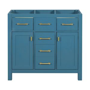 Moderno 36 'freestanding singolo bagno vanità con 4 cassetti 2 armadi struttura in legno massello lavello blu-unico bagno vanità - Product Image 6