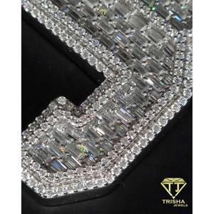Luxury JS <b>Initial</b> Pendant Featuring Brilliant Cut VVS Lab Grown Diamonds Rhodium 925 Sterling <b>Silver</b> Hip Hop Statement <b>Necklace</b> - Product Image 6