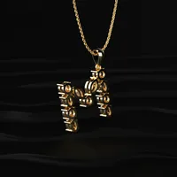Nouveauté : Pendentif Solitaire en Or Jaune avec Diamant de Laboratoire CVD en Forme de M, Idéal pour Fiançailles et Mariage, Tendance, Couleur D-E, Pureté VVS-VS