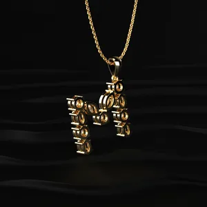 Nuevo colgante con diamante en forma de letra M, oro amarillo, diamante CVD cultivado en laboratorio, colgante solitario, color D-E con claridad VVS-VS. - Product Image 5