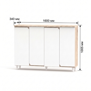 Modern 25_0090 4-Door 4-Tier Shoe <b>Cabinet</b> Curved <b>Corner</b> Panel Entryway Organizer Freestanding Storage - Product Image 2
