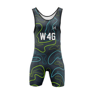 Combinaison de lutte unisexe personnalisée W4G, antibactérienne, 100% polyester, sans manches, col rond, bretelles réglables, motif personnalisé - Product Image 2