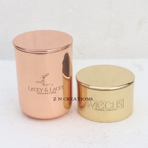 Custom Logo Pure Brass Gold 12 Oz Handmade Glossy Finish Candle Jar Containers for Candle Making Votive Candle Home Decoration - Product Image 2