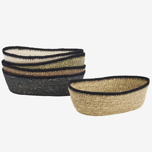 Panier de rangement ovale tressé à la main en jonc de mer, design empilable, écologique, organisateur de maison, fournisseur en gros - Product Image 1