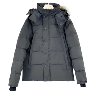 White <b>Hooded</b> Down Puffer Jacket With <b>Fur</b> Trim Stand Collar Windproof Casual Winter <b>Coat</b> Solid Color Thick Regular Fit - Product Image 2
