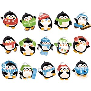 60 Pezzi Ritagli Decorativi Invernali a Tema Pinguino, Pupazzo di Neve e Fiocco di Neve per Bacheche Scolastiche e Decorazioni Natalizie - Product Image 2