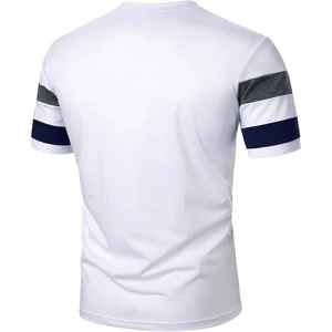 Camiseta a Rayas Personalizada con Logotipo para Hombre, Camiseta Informal de Manga Corta con Bloques de Color, Camiseta de Algodón Transpirable, Camiseta Ajustada de Verano - Product Image 6