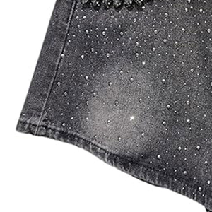 Shorts en jean taille haute décontractés pour femme, nouvelle collection été, couleur unie, coupe ample et large - Product Image 4