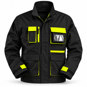 Veste de travail en coton pour homme avec logo personnalisé OEM, multi-poches, col montant, poignets ajustables, uniforme de travail pour ouvriers du bâtiment - Product Image 1