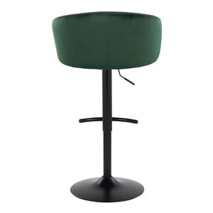 Ensemble contemporain Claire de 2 tabourets de bar réglables en métal noir et velours vert avec repose-pieds pivotant et arrondi en forme de T - Product Image 5
