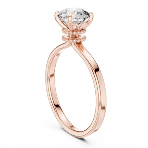 Bague vintage en diamant de culture, bague de fiançailles solitaire à couronne perlée, élégante bague de mariée classique en diamant pour femme - Product Image 5