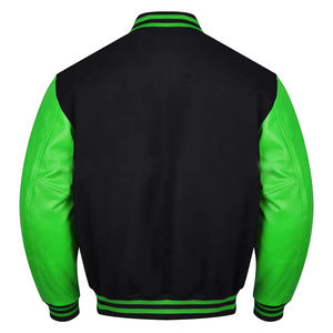 Blousons universitaires en cuir personnalisés pour hommes avec col montant et broderie de logo personnalisée sur le devant, respirants, pour l'hiver, style streetwear - Product Image 6