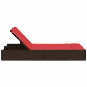 Chaise longue double de patio marron et rouge - Product Image 4