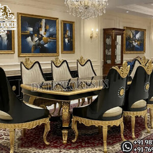 Ensemble de table à manger de qualité supérieure, finition noire élégante, collection Royal Crown, table ronde, achat de meubles de salle à manger victoriens au Royaume-Uni - Product Image 5