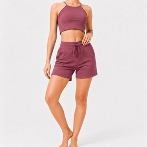 Womens Casual <b>Crop</b> Tank <b>Top</b> <b>And</b> <b>Shorts</b> Set Soft Matching Summer Clothing For Vacation <b>And</b> Travel - Product Image 2