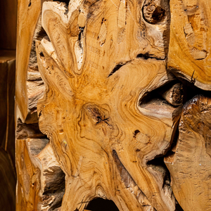 Mesa de Centro Cilíndrica Hecha a Mano de Raíz de Teca Rústica ARTERRA, Patrón de Veta de Madera Único, Durabilidad Robusta, Muebles Atemporales para el Hogar - Product Image 6