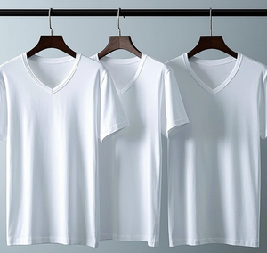T-shirt à col rond pour homme, manches courtes, 100% coton, coupe classique, blanc uni, décontracté, respirant, séchage rapide, jersey tricoté écologique - Product Image 1