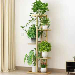 Support de plantes en métal de qualité supérieure, étagères en bois à plusieurs niveaux, pour l'intérieur et l'extérieur, support de pot de fleurs, présentoir décoratif - Product Image 5