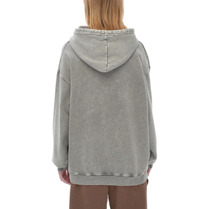 บริการ OEM แบบกำหนดเอง เสื้อฮู้ดดี้ผู้หญิงสไตล์ล่าสุด ล้างสีแบบแอซิด สำหรับฤดูหนาว ปักโลโก้ตามสั่ง ป้องกันการเลื่อนตำแหน่งลายปัก - Product Image 3